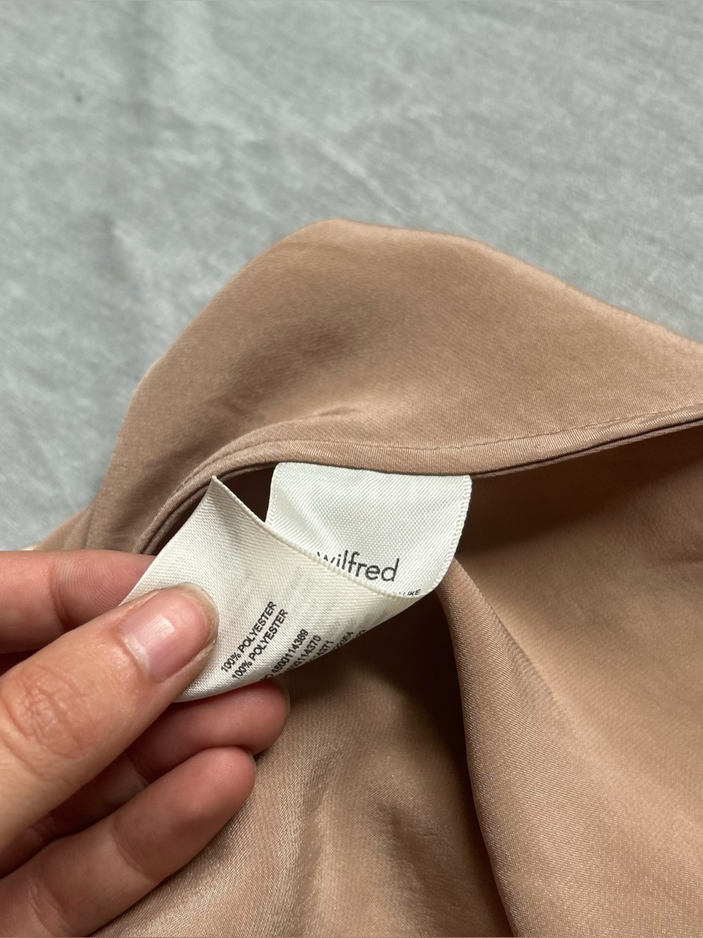 SOLD Wilfred Only Slip Satin Midi Dress in Taupe - Picture 10 of 10